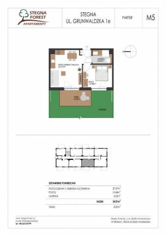 Apartament dwupokojowy nr 5 - parter