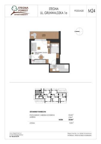 Apartament jednopokojowy z wnęką sypialnianą M24
