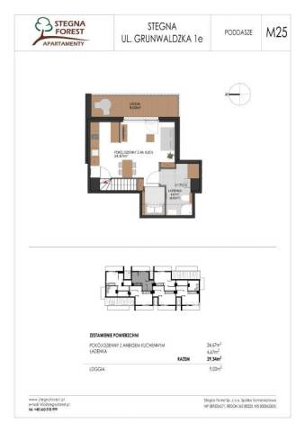 Apartament jednopokojowy z wnęką sypialnianą Nr 25