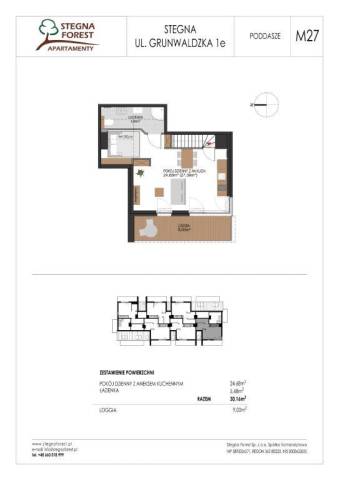 Apartament jednopokojowy z wnęką sypialnianą Nr 27