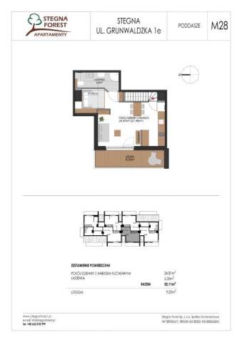 Apartament Jednopokojowy z wnęką sypialnianą M28